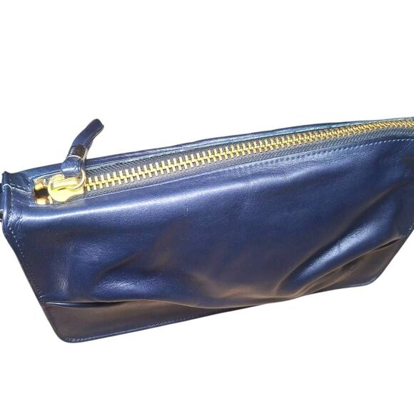 Vintage Tre Vero Navy Blue Leather Shoulder Bag – Adjustable Strap - Picture 4 of 9